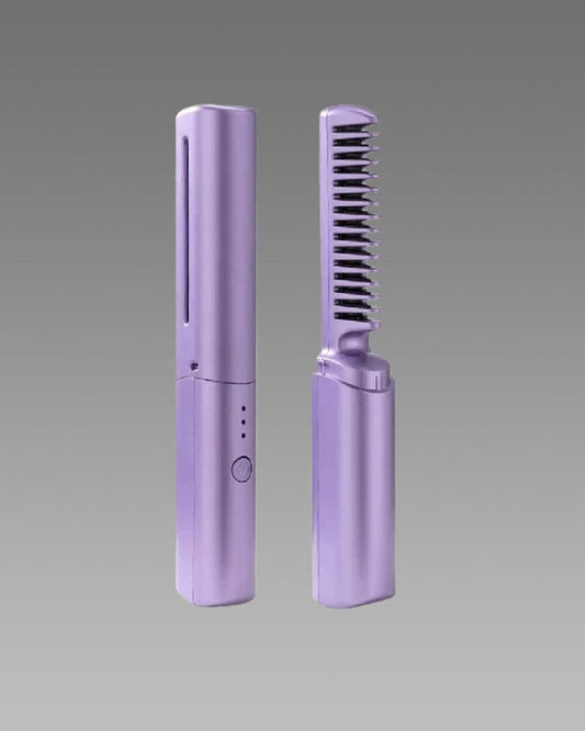 Rechargeable Mini Hair Straightener Brush With Usb Charging And Temperature Settings