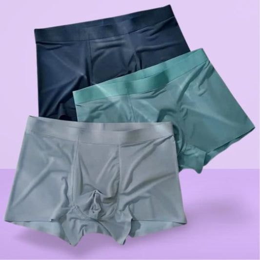 Men's Ice Silk Briefs Boxers (Buy 1 get 2 free) Breathable & Bacteria Resistant Underwear for Men.